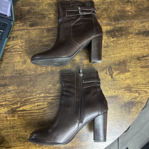 Marc Fisher Women's Kattie Ankle-Boots Dark Brown Leather Size 10 M - Picture 4 of 8